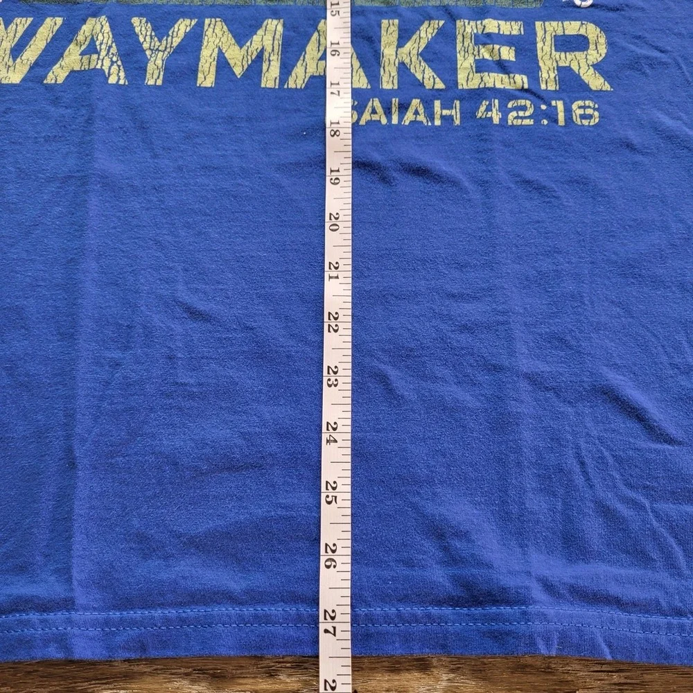 Port & Company Waymaker Christian T-Shirt Blue Isaiah 42:16 Graphic Tee Large